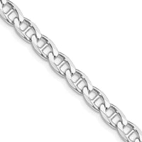 Sterling Silver Rhodium-plated 5.7mm Flat Cuban Anchor Chain Necklace