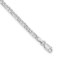 Sterling Silver Rhodium-plated 3.2mm Beveled Curb Chain Bracelet