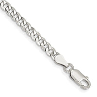 Sterling Silver 4mm Beveled Curb Chain Bracelet