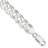 Sterling Silver 10.6mm Beveled Curb Chain Bracelet