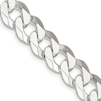 Sterling Silver 10.6mm Beveled Curb Chain Necklace