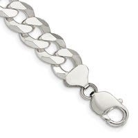 Sterling Silver 12.3mm Beveled Curb Chain Bracelet