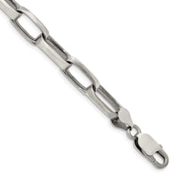 Sterling Silver Antiqued 8mm Elongated Open Link Chain Bracelet