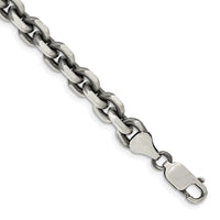 Sterling Silver Antiqued 7.0mm D/C Elongated Open Link Chain Bracelet