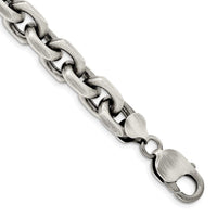 Sterling Silver Antiqued 8.6mm D/C Elongated Open Link Chain Bracelet