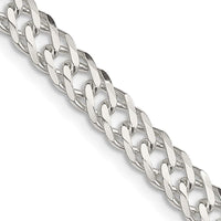 Sterling Silver 5.25mm 6 Side D/C Flat Double Curb Chain Necklace