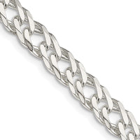 Sterling Silver 6.25mm 6 Side D/C Flat Double Curb Chain Necklace