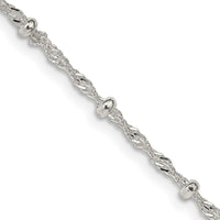 Sterling Silver 2.5mm Singapore w/ Beads Chain Necklace