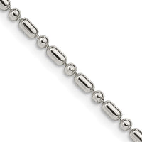 Sterling Silver 2mm Fancy Beaded Chain Necklace