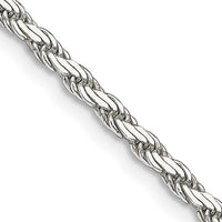 Sterling Silver 2.5mm Flat Rope Chain Necklace