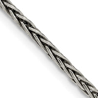 Sterling Silver Antiqued 2.2mm Solid Square Spiga Chain Necklace