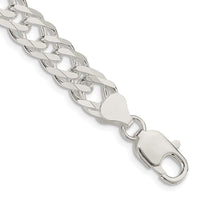 Sterling Silver 7.75mm 6 Side D/C Flat Double Curb Chain Bracelet