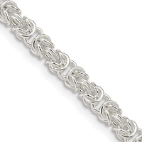 Sterling Silver 3.75mm Rounded Byzantine Chain Necklace