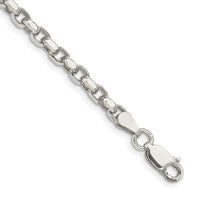 Sterling Silver 3.5mm Diamond-cut Rolo Chain Bracelet