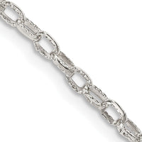 Sterling Silver 3mm Fancy Patterned Rolo Chain Necklace