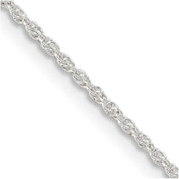 Sterling Silver 1.3mm Loose Rope Chain Necklace w/4in ext.