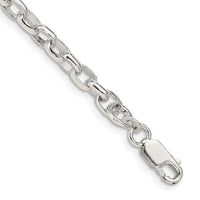 Sterling Silver 4.4mm Oval Fancy Rolo Chain Bracelet