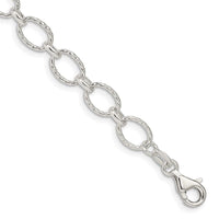 Sterling Silver 6.1mm Fancy Patterned Rolo Chain Bracelet