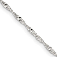 Sterling Silver 1.75mm Singapore Chain Necklace w/2in ext.