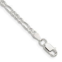 Sterling Silver 3mm Pav‚ Flat Figaro Chain