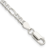 Sterling Silver 4mm Pav‚ Flat Figaro Chain