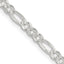 Sterling Silver 4mm Pav‚ Flat Figaro Chain Necklace