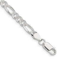 Sterling Silver 4.75mm Pav‚ Flat Figaro Chain