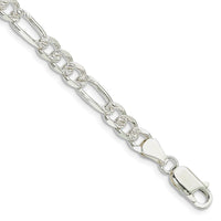 Sterling Silver 5.5mm Pav‚ Flat Figaro Chain