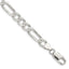 Sterling Silver 7mm Pav‚ Flat Figaro Chain Bracelet