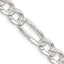 Sterling Silver 7mm Pav‚ Flat Figaro Chain Necklace