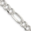 Sterling Silver 7.25mm Pav‚ Flat Figaro Chain Necklace