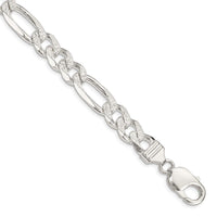 Sterling Silver 10.5mm Pav‚ Flat Figaro Chain