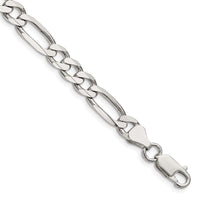 Sterling Silver Rhodium-plated 6.5mm Figaro Chain