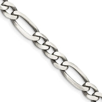 Sterling Silver Antiqued 6.5mm Figaro Chain Necklace