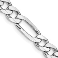 Sterling Silver Rhodium-plated 6.5mm Figaro Chain Necklace