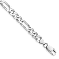 Sterling Silver Rhodium-plated 7.5mm Figaro Chain