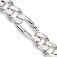 Sterling Silver 10.75mm Figaro Chain Necklace