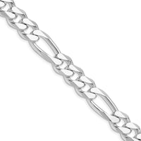 Sterling Silver Rhodium-plated 10.75mm Figaro Chain Necklace