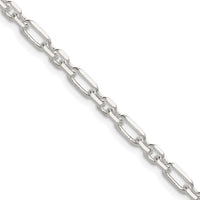 Sterling Silver D/C 4mm 3 Short Plus 1 Long Cable Link Chain Necklace