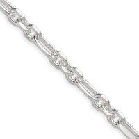 Sterling Silver D/C 6mm 3 Short Plus 1 Long Cable Link Chain Necklace