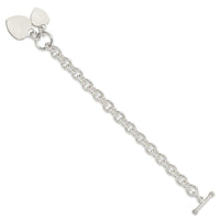 Sterling Silver Engraveable Heart Disc on Fancy Link Toggle Bracelet - Larson Jewelers