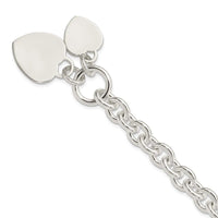 Sterling Silver Engraveable Heart Disc on Fancy Link Toggle Bracelet - Larson Jewelers