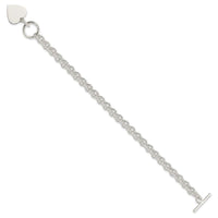 Sterling Silver Engraveable Heart Disc on Fancy Link Toggle Bracelet - Larson Jewelers