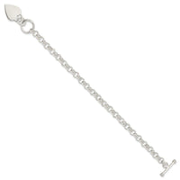 Sterling Silver Engraveable Heart Disc on Fancy Link Toggle Bracelet - Larson Jewelers