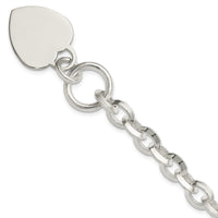 Sterling Silver Engraveable Heart Disc on Fancy Link Toggle Bracelet - Larson Jewelers