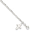 Sterling Silver 9 in Solid Polished Cross on Fancy Link Anklet