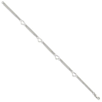 Sterling Silver 10inch Polished Heart Anklet - Larson Jewelers