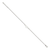 Sterling Silver 9inch Plus 1 in ext. Polished Triple Heart Anklet - Larson Jewelers