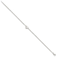 Sterling Silver Puffed Heart Anklet - Larson Jewelers