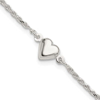 Sterling Silver Puffed Heart Anklet - Larson Jewelers